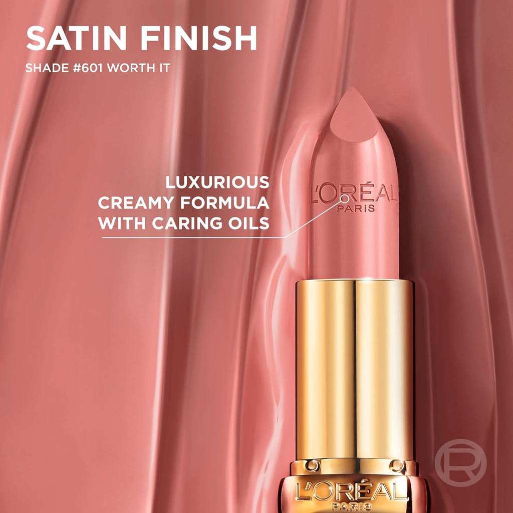 L’Oréal Paris Colour Riche Satin Lipstick - Moisturizing Lip Makeup with Argan Oil & Vitamin E, Worth It, 0.13 Oz