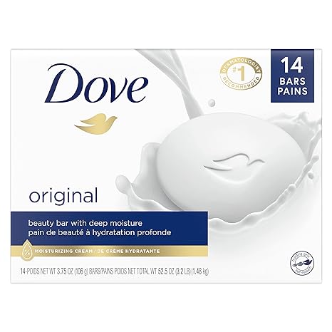 Dove Beauty Bar - Gentle Skin Cleanser with Moisturizing Cream (3.75 oz, 14 Bars) | Hydrating & Dermatologist-Recommended
