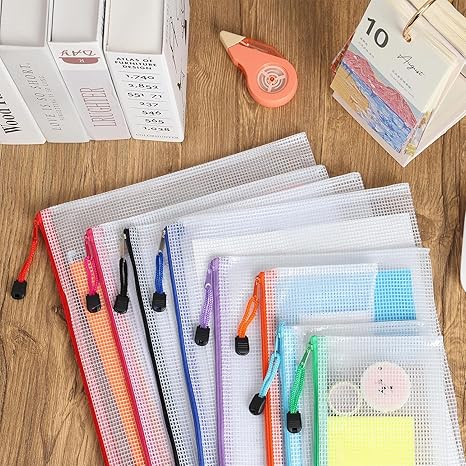 EOOUT 30pcs Mesh Zipper Pouch Bags | 8 Sizes & Colors | Waterproof & Multipurpose