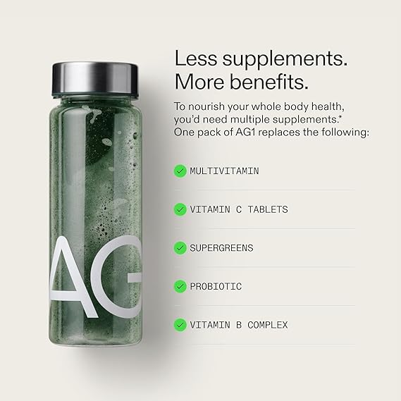 AG1 Athletic Greens - 12.7oz (360g) Powder | 30-Day Supply | Whole Food Multivitamin, Probiotic & Superfood Blend