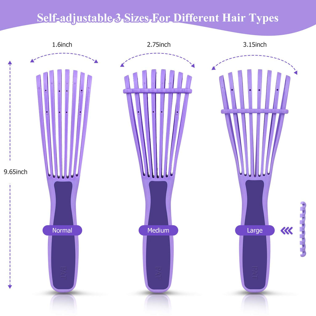 Detangling Hair Brush & Comb Set - For Kinky, Curly, Coily, Wavy Hair Types 3a-4c | Comfortable Grip, Wet & Dry Hair Styling, Purple - Ballimart
