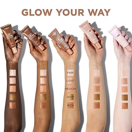 L'Oreal Paris True Match Lumi Glotion – Natural Glow Enhancer & Illuminator Highlighter for a Radiant Sun-Kissed Look, 904 Deep, 1.35 oz