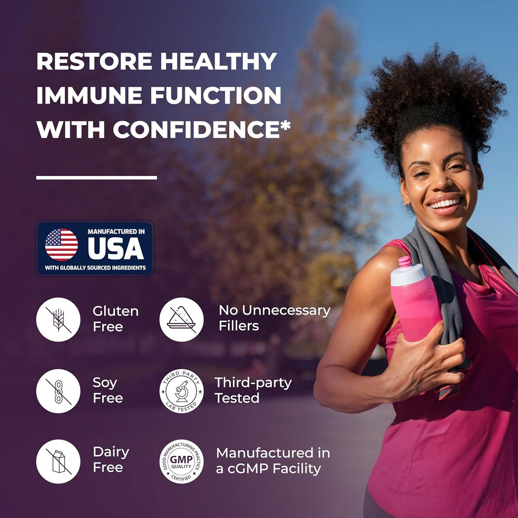 Elderberry Vitamin C & Zinc | Quercetin & Vitamin D3 | Immune Support Capsules for Adults | 2-Month Supply | Herbal Supplement for Men &amp; Women