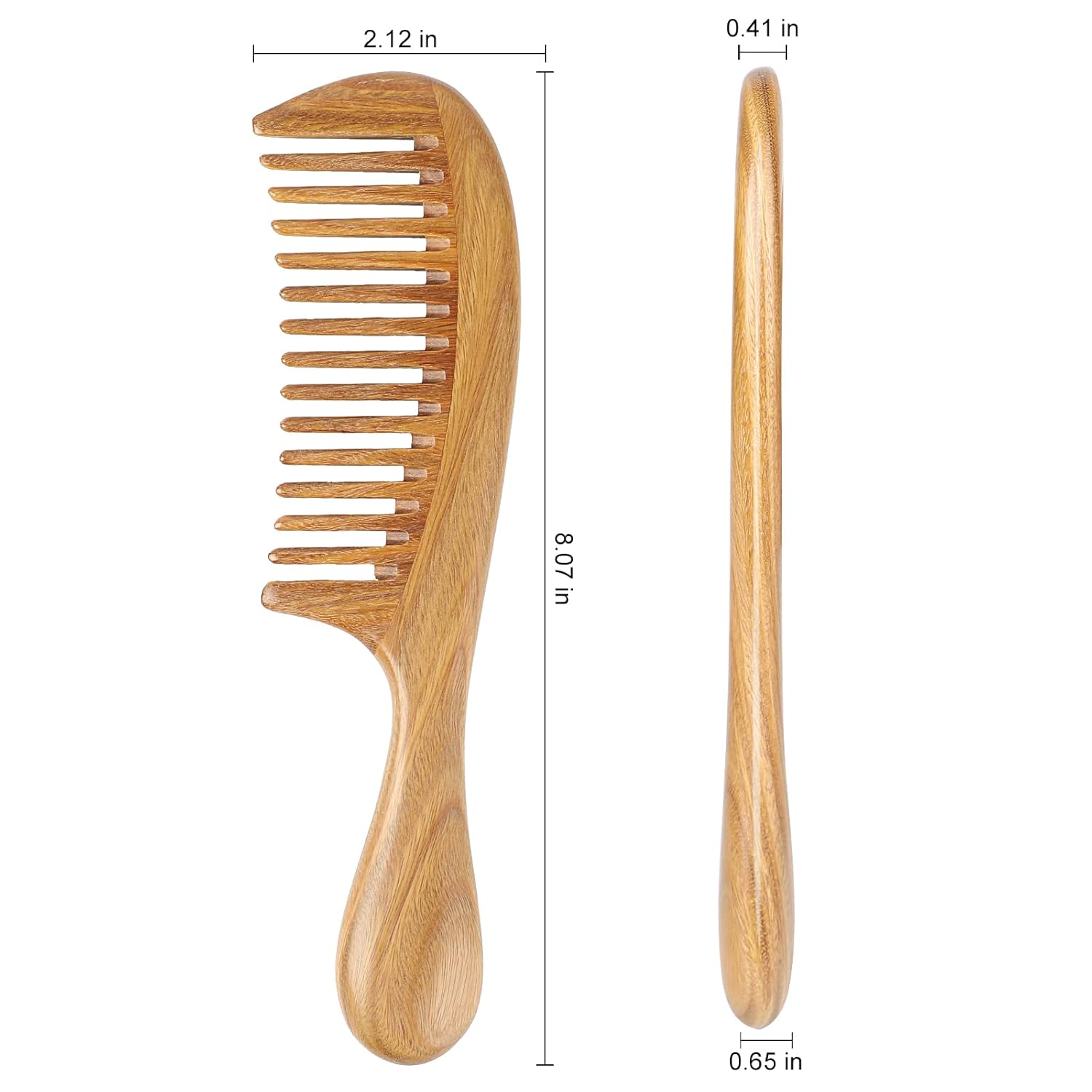 Onedor Handmade 100% Natural Green Sandalwood Hair Combs - Anti-Static Sandalwood Scent Natural Hair Detangler Wooden Comb (Wide Tooth),1 Count (Pack of 1) - Ballimart