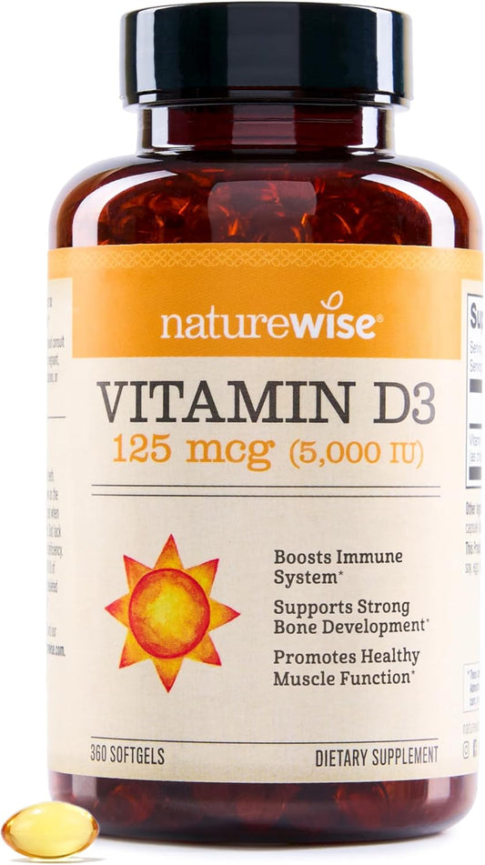 NatureWise Vitamin D3 – Essential Vitamin for Bone & Immune Health, 100% Natural with Organic Olive Oil
