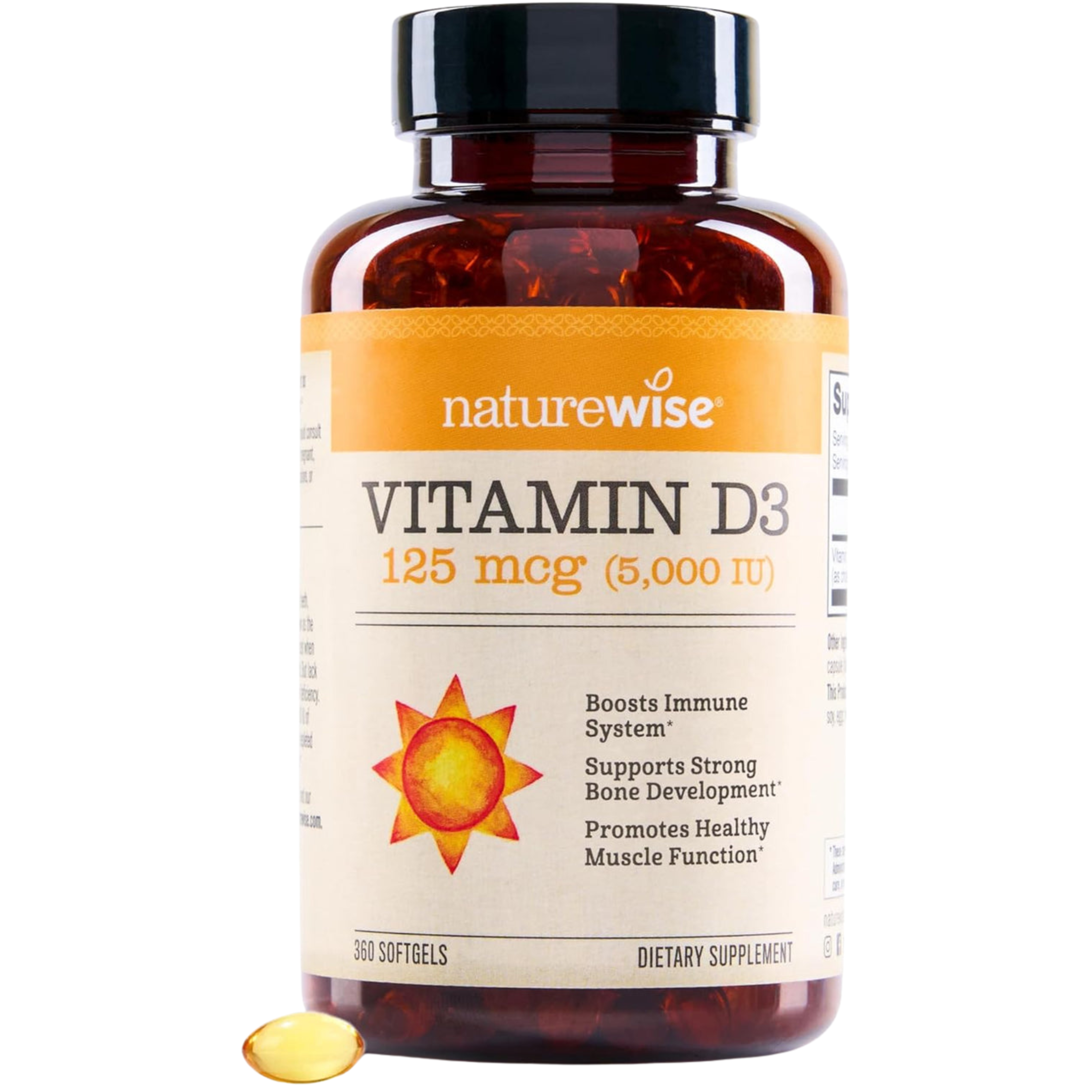 NatureWise Vitamin D3 supplement bottle with label on a white background