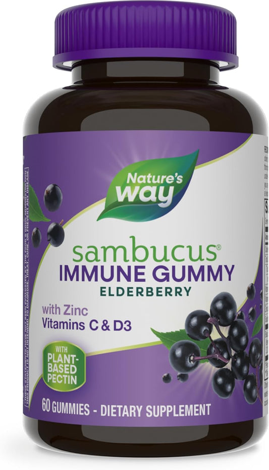 Nature’s Way Sambucus Elderberry Immune Gummies – Daily Immune Support for Kids & Adults 🍇💪