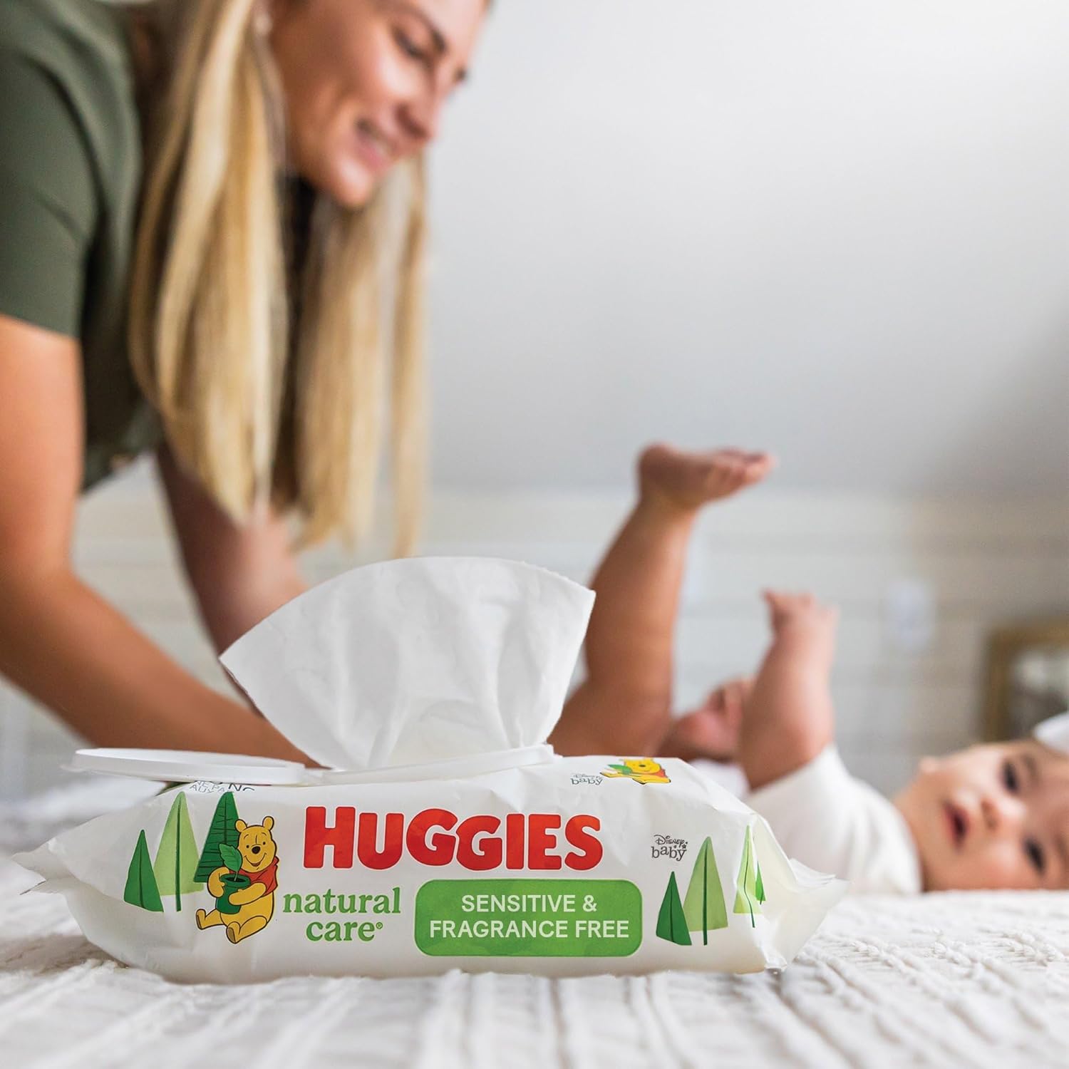 Huggies Natural Care Sensitive Baby Wipes – Unscented, Hypoallergenic, 99% Purified Water, 12 Flip-Top Packs (768 Wipes)