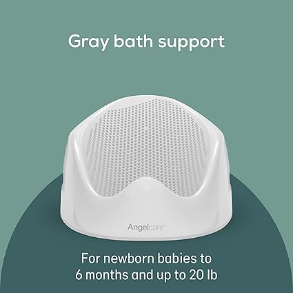 Angelcare Baby Bath Support (Gray) | Ergonomic & Hygienic Infant Bathing Solution for Babies Under 6 Months | Lightweight, Durable & Easy to Store