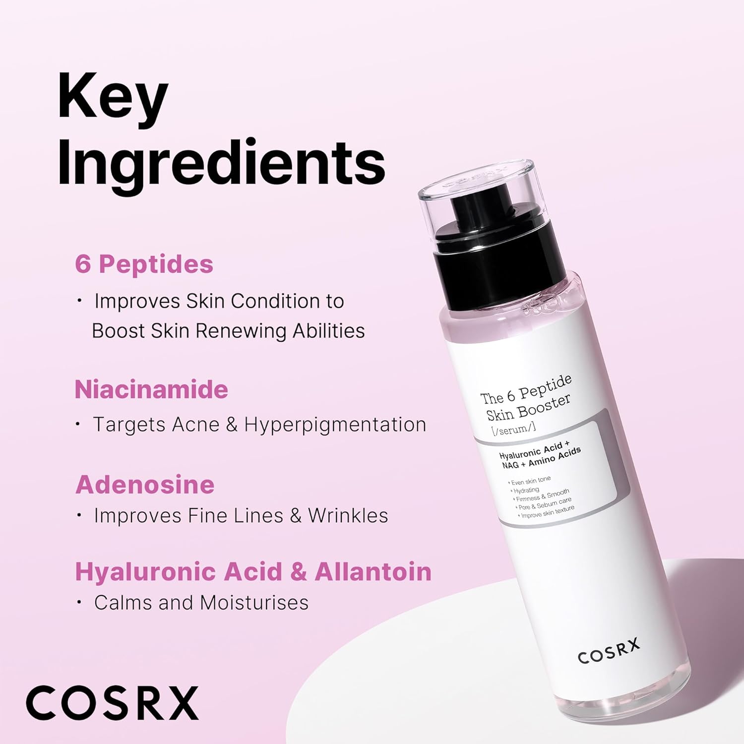COSRX 6X Peptide Collagen Booster Toner Serum - Skin Renewal with Niacinamide & Hyaluronic Acid | Anti-Aging & Radiance for All Skin Types, Paraben-Free (150mL) - Ballimart