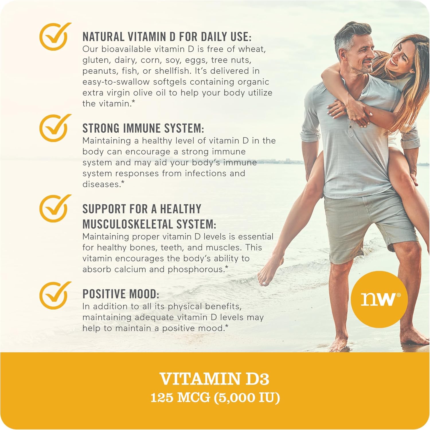 NatureWise Vitamin D3 – Essential Vitamin for Bone & Immune Health, 100% Natural with Organic Olive Oil