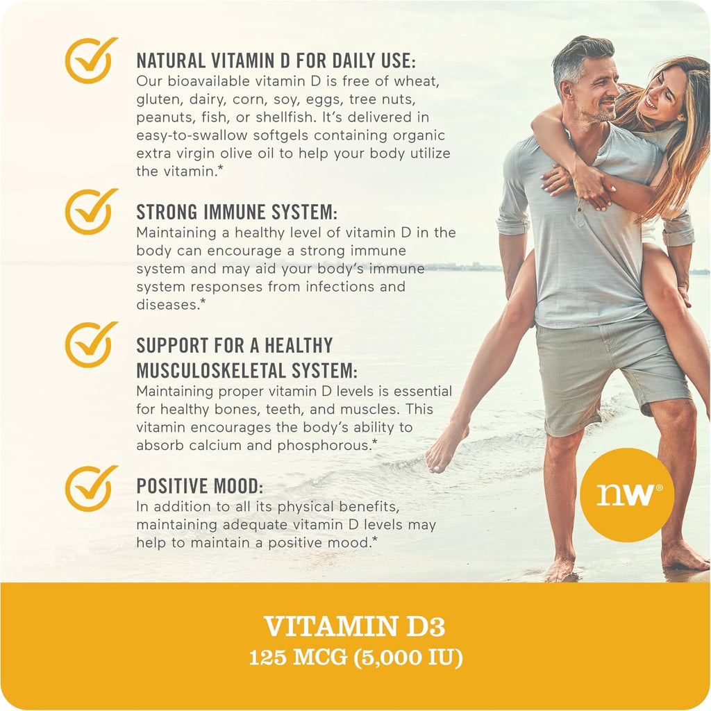 NatureWise Vitamin D3 – Essential Vitamin for Bone & Immune Health, 100% Natural with Organic Olive Oil