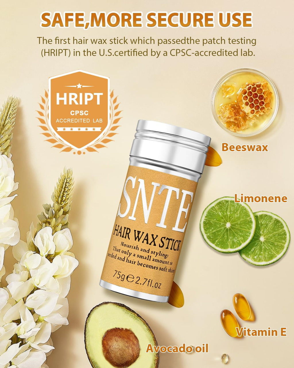 Samnyte Hair Wax Stick | Nourishing Hair Styling Stick for Women & Kids | Tames Flyaways & Frizz | Slick Stick for Buns & Updos, 18 Nutrient Formula - 2.7 Fl Oz - Ballimart