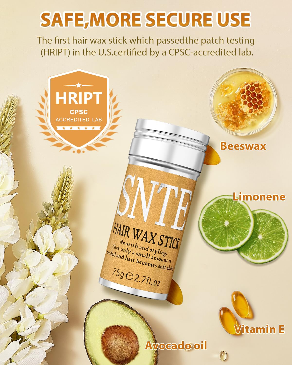 Samnyte Hair Wax Stick | Nourishing Hair Styling Stick for Women & Kids | Tames Flyaways & Frizz | Slick Stick for Buns & Updos, 18 Nutrient Formula - 2.7 Fl Oz - Ballimart