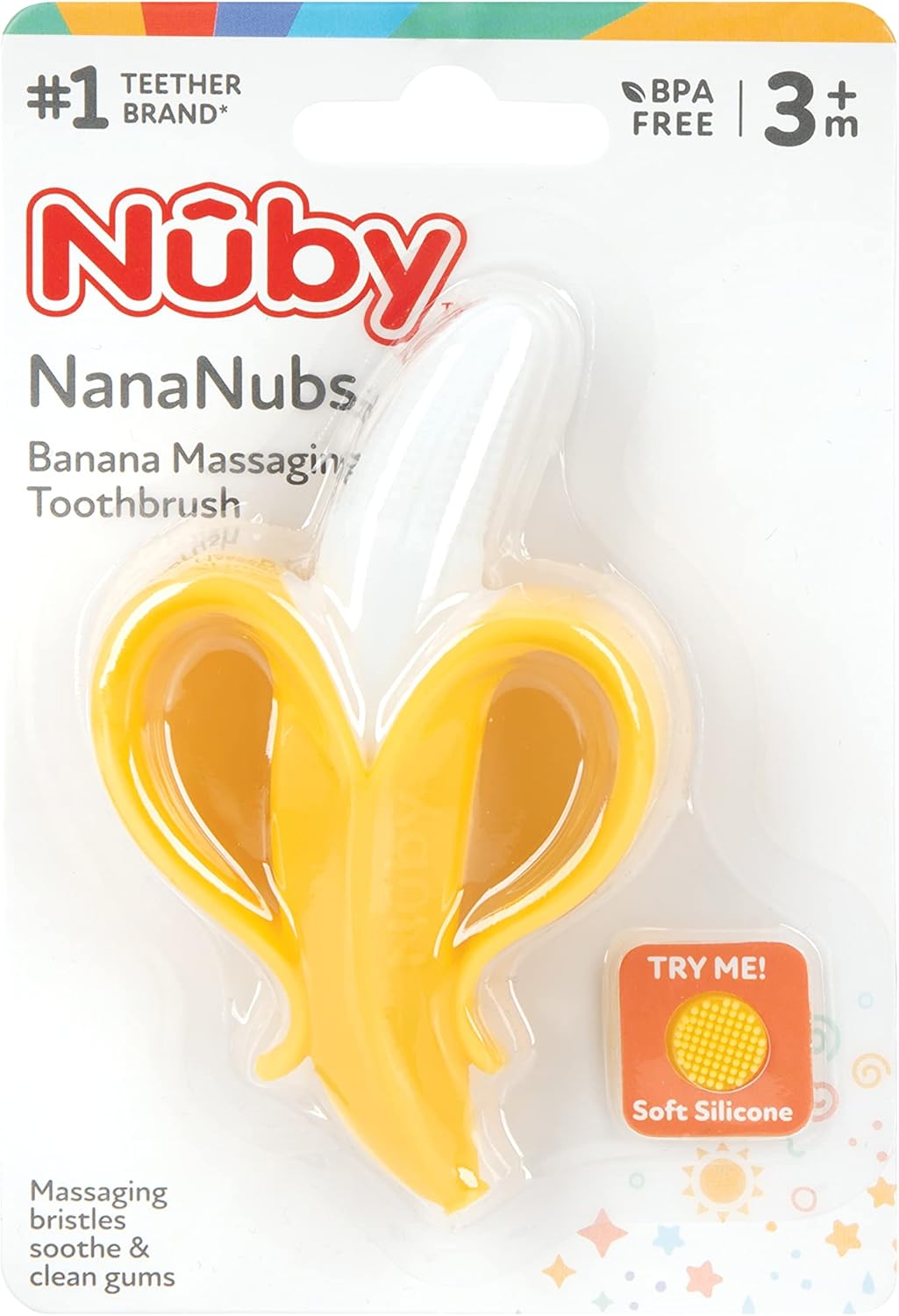 Nuby NanaNubs Banana Massaging Toothbrush – Soft Silicone Teething Tool for Babies