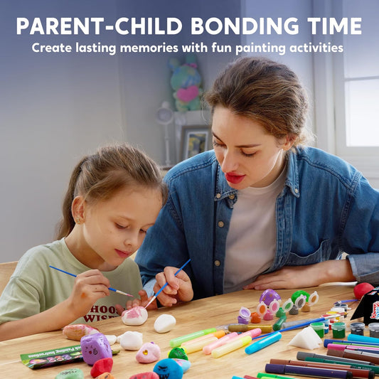 JOYIN Glow-in-the-Dark Rock Painting Kit – Arts & Crafts Set for Kids Ages 6-12 | Creative Painting Supplies for Birthday Gifts, Stocking Stuffers, and Holiday Fun - Ballimart