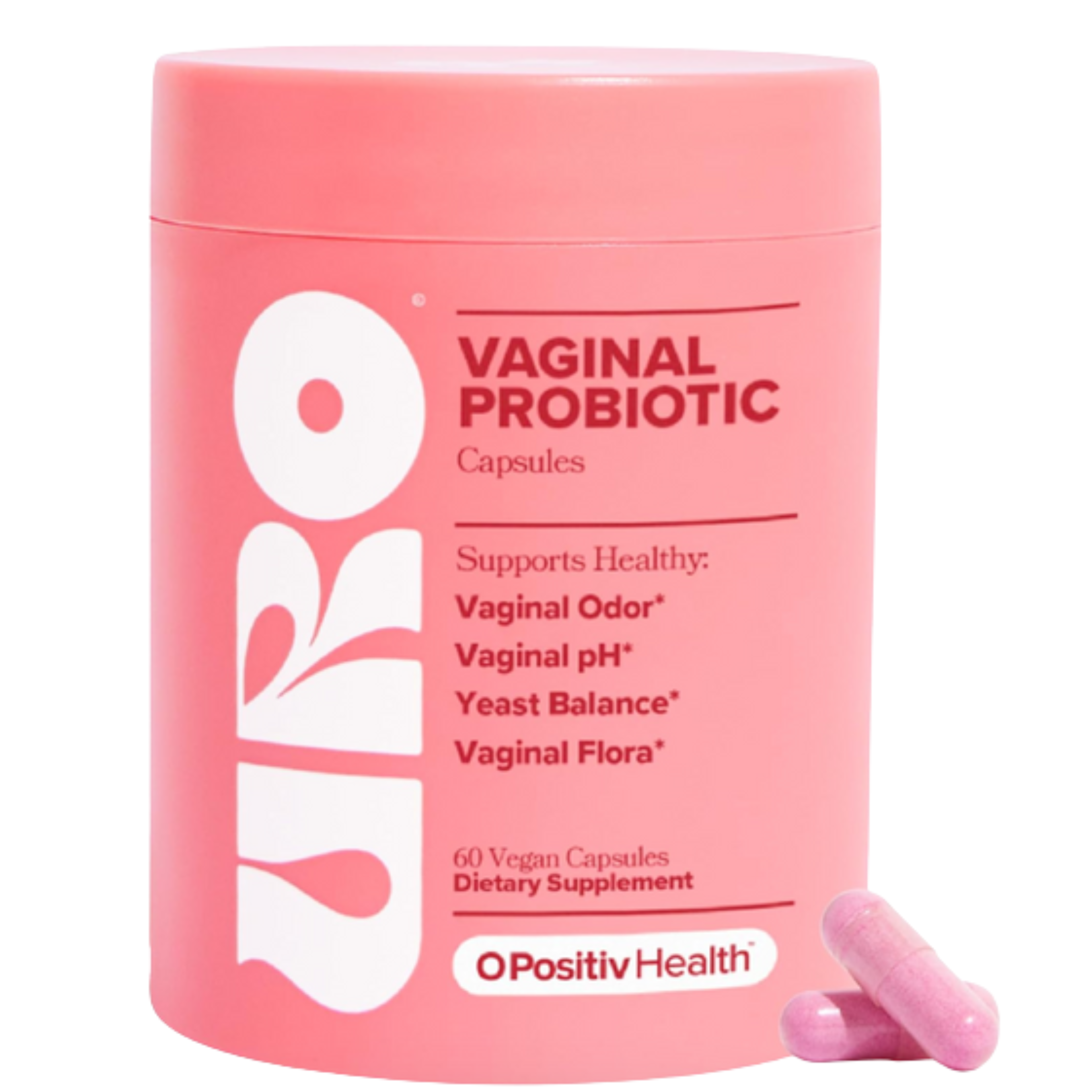 O Positiv URO Vaginal Probiotics for Women – pH Balance, Odor & Flora Support with Prebiotics & Lactobacillus – 60 Capsules