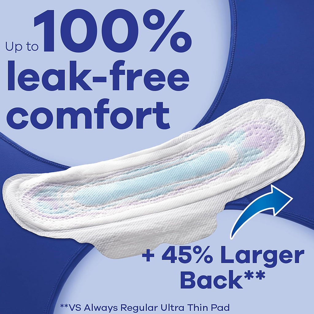 Always Ultra Thin Overnight Pads with Wings, Size 4, 96 Count – 100% Leak-Free, Rapid DRY Absorption, Odor Control - Ballimart
