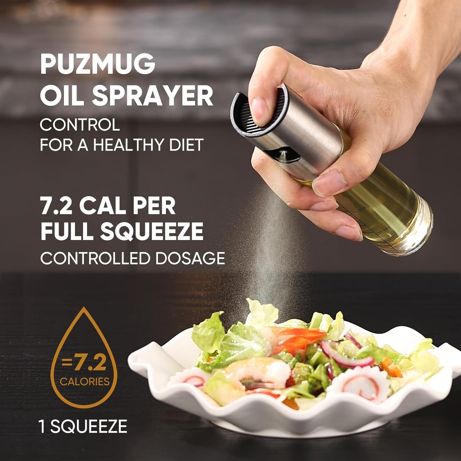 PUZMUG Olive Oil Sprayer for Cooking - 100ml Oil Mister Bottle for Air Fryer, BBQ, Baking, and Roasting | Oil Control for Healthy Cooking