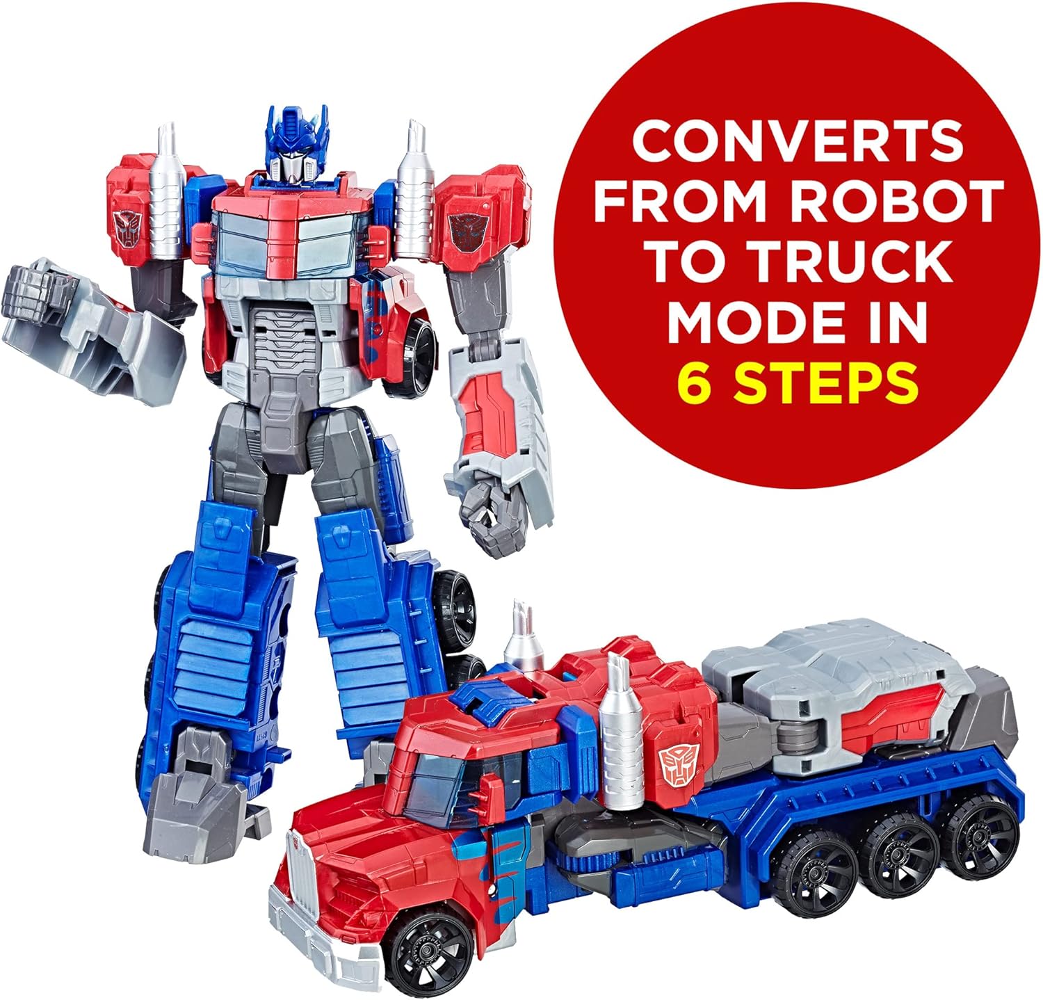 Transformers Optimus Prime Action Figure - 11-Inch Heroic Cyber Commander | 2-in-1 Robot to Truck Conversion | Classic Toy for Kids Ages 6+ - Ballimart