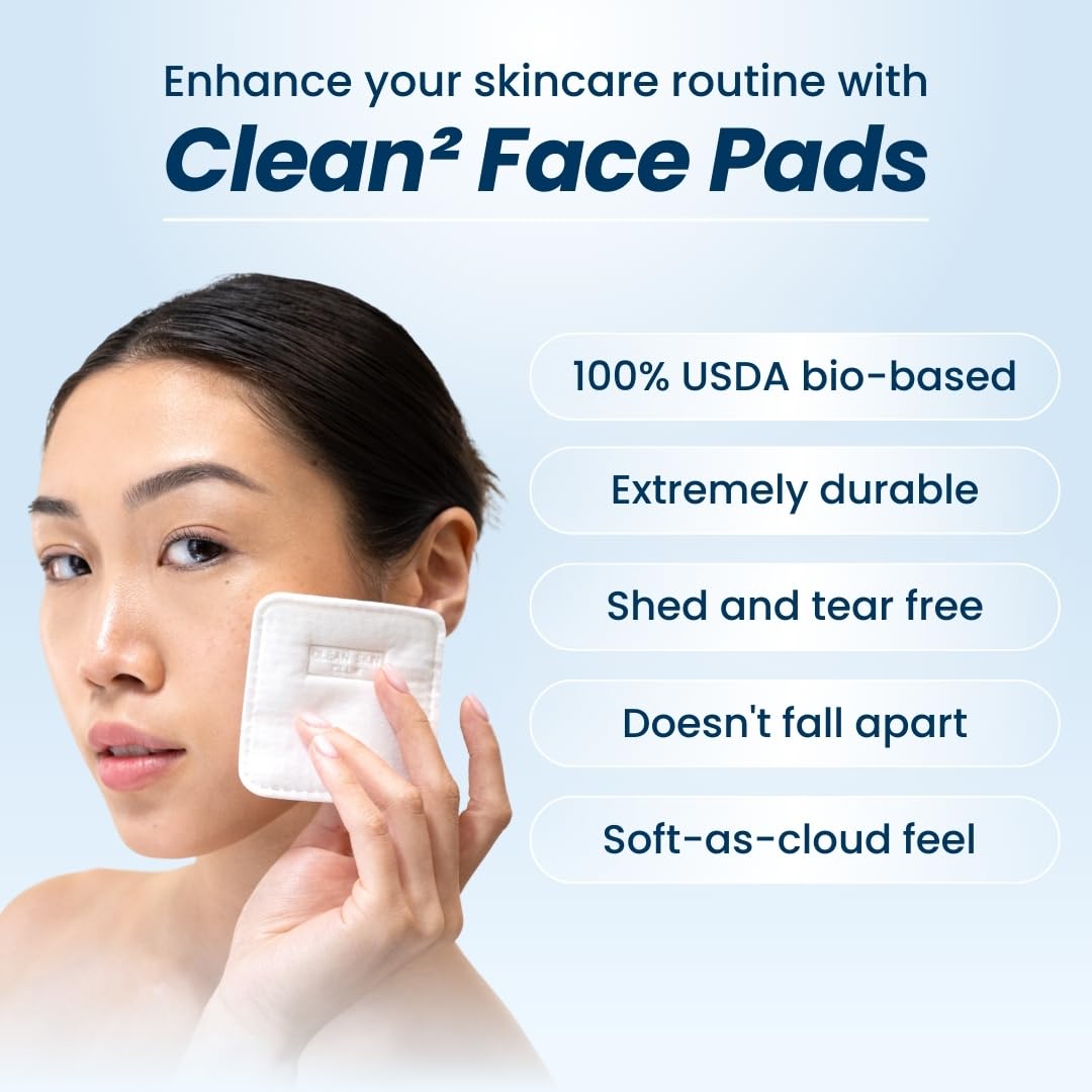 Clean Skin Club Clean² Pads 2.0 | Organic Cotton Face Pads with New & Improved Edges, Triple Layer Design, No Shedding or Tearing | Ideal for Makeup Removal & Skincare