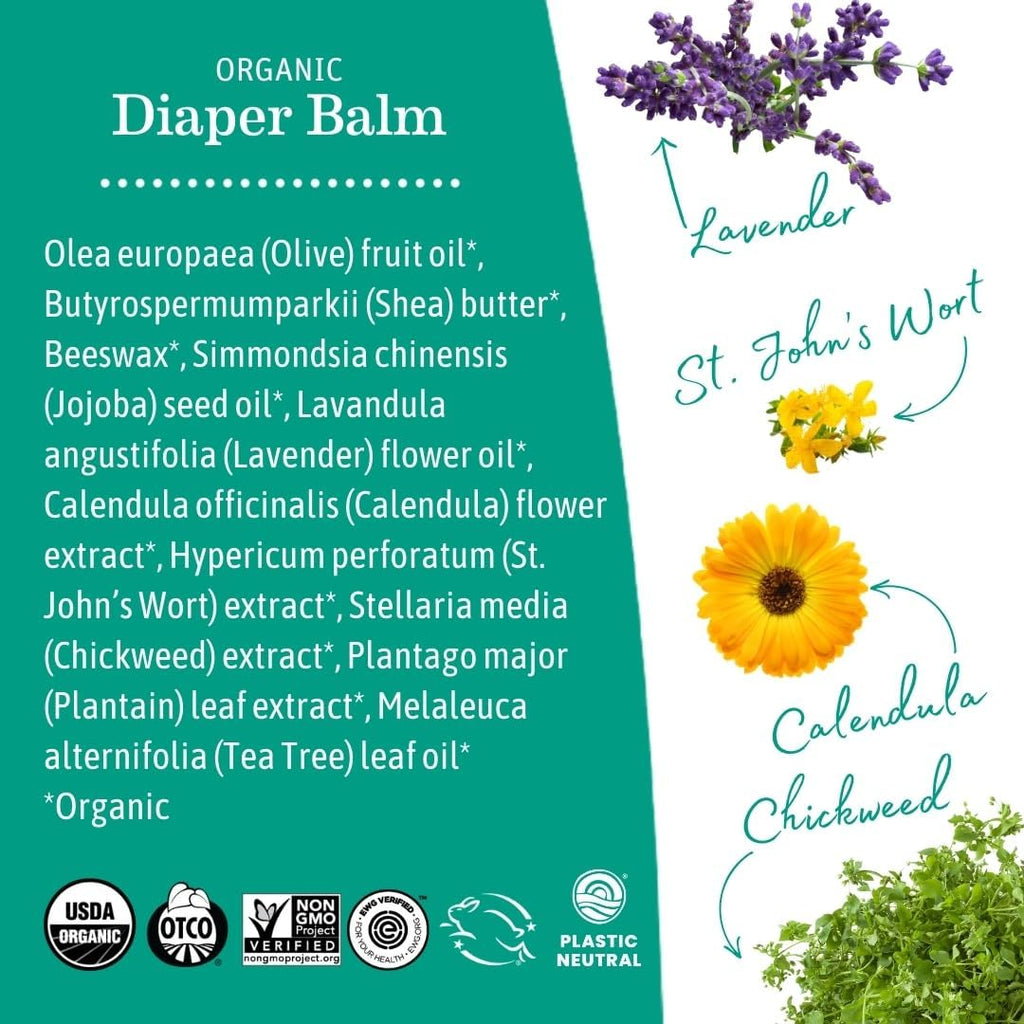 Earth Mama Organic Diaper Balm | USDA Certified | Calendula & Herbal Diaper Cream | Multi-Purpose Baby Ointment, 2 oz (2-Pack