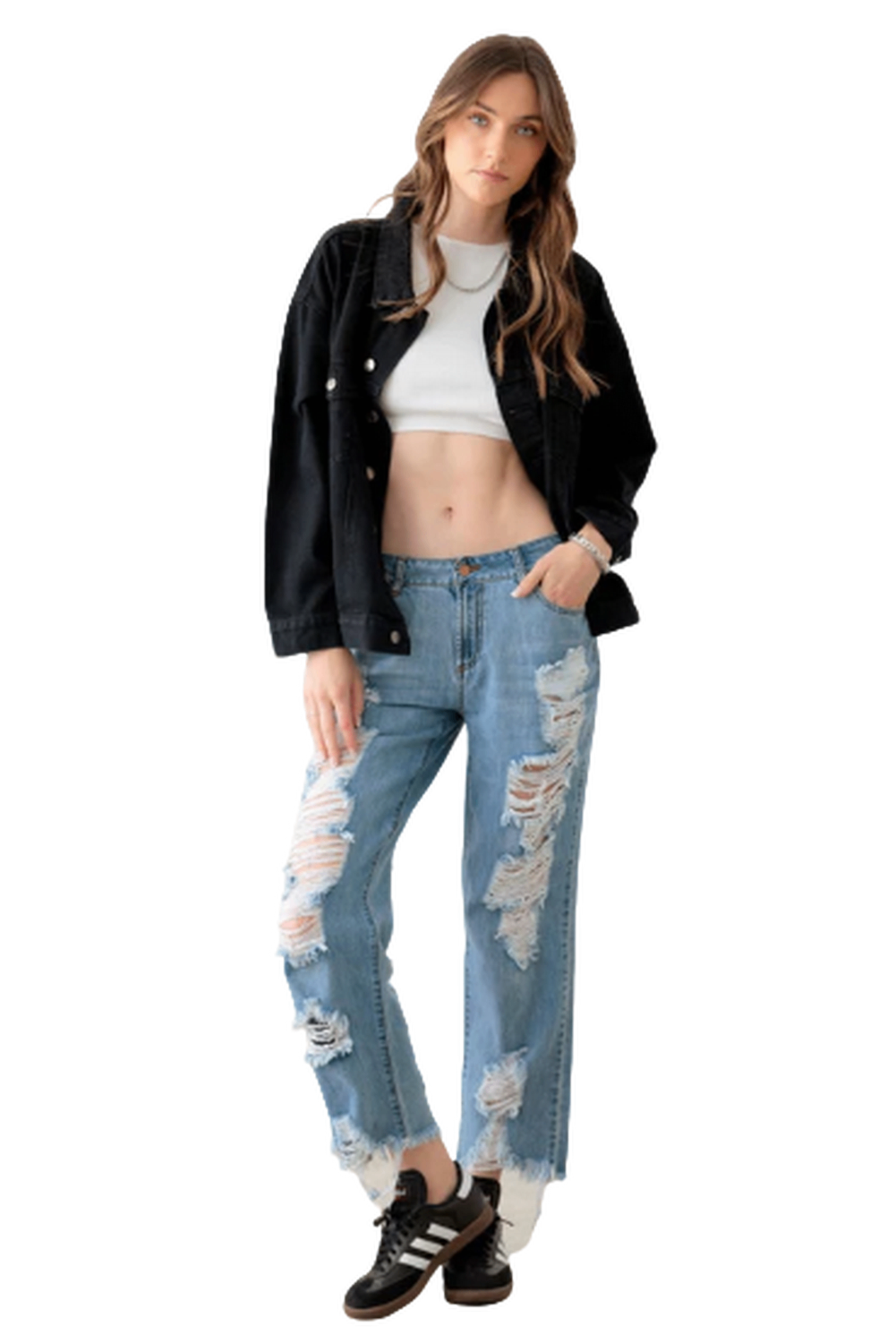 Black "EPIPHANY" Graphic Denim Jacket - Ballimart