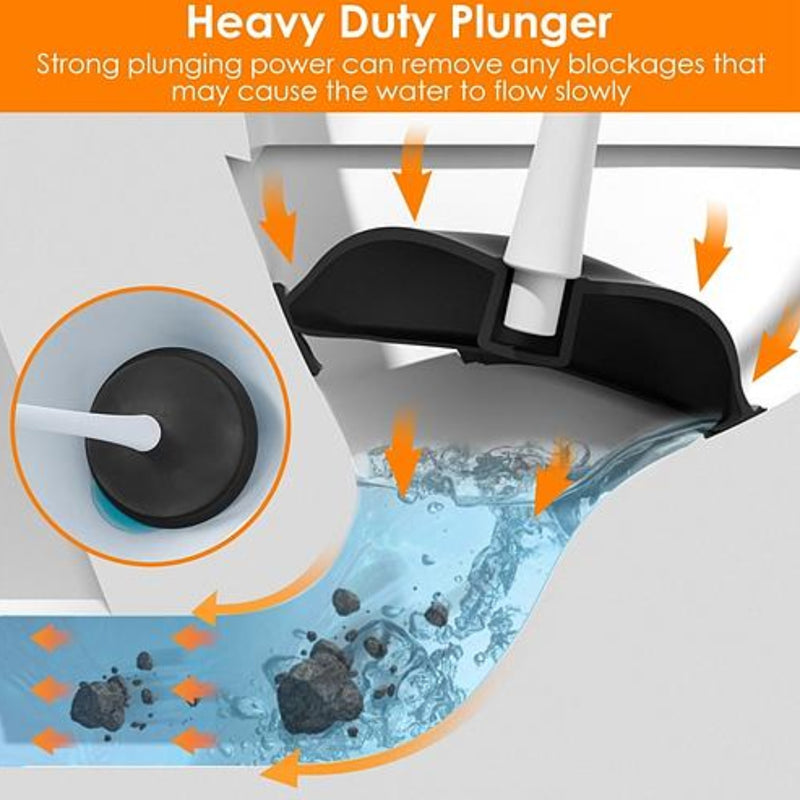 Toilet Plunger and Brush Combo Set with Ventilated Holder