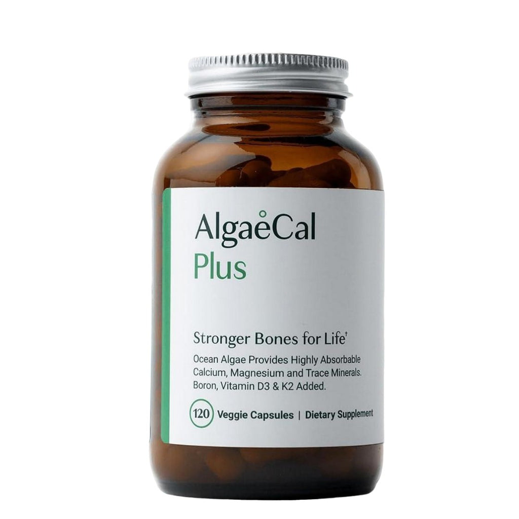AlgaeCal Plus – Organic Red Algae Calcium Supplement with Vitamin D3, K2 MK-7, Magnesium & Trace Minerals – Bone Density & Strength Support – 120 Veggie Caps