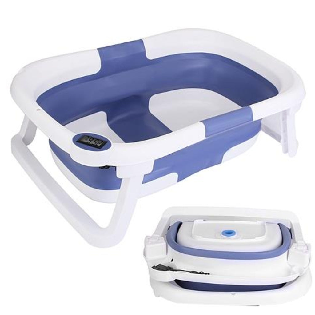 Babyluv Baby Bath Tub with Thermometer - Collapsible Travel-Friendly 0-24 Months Baby Bathtub - Ballimart