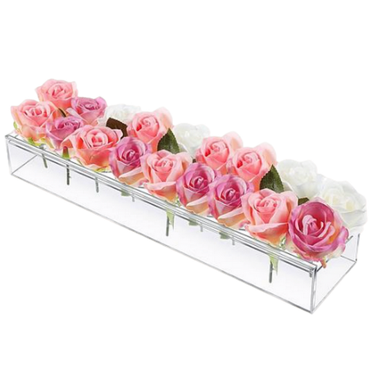 IMounted Clear Acrylic Flower Vase - Rectangular Floral Centerpiece - Ballimart