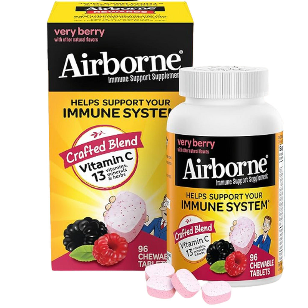Airborne Chewable Tablets With Vitamin C - Berry - 32 Tablets - Ballimart