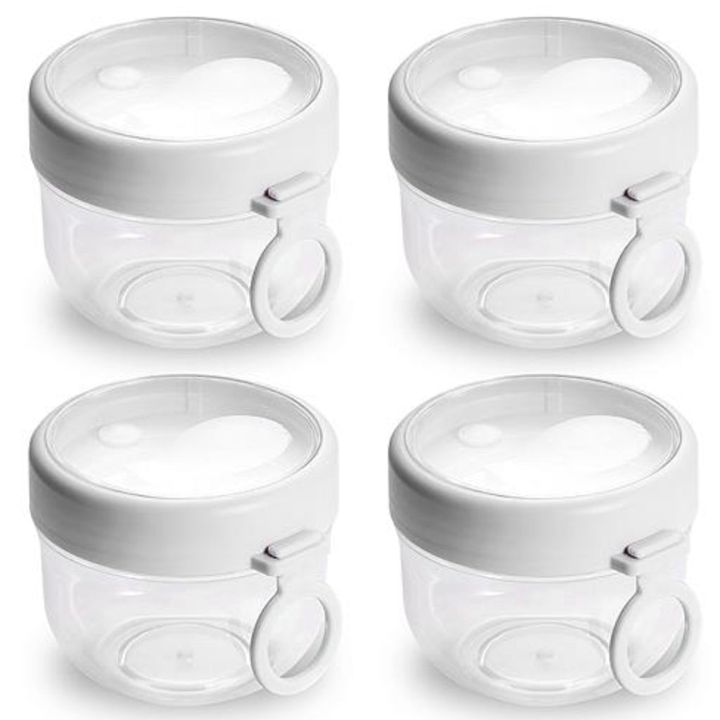 4Pcs Overnight Oats Containers with Lids and Folding Spoons - 20OZ Portable Leak-proof Oats Jars for Milk, Vegetable and Fruit Salad, Yogurt, Breakfast, Cereal - Ballimart