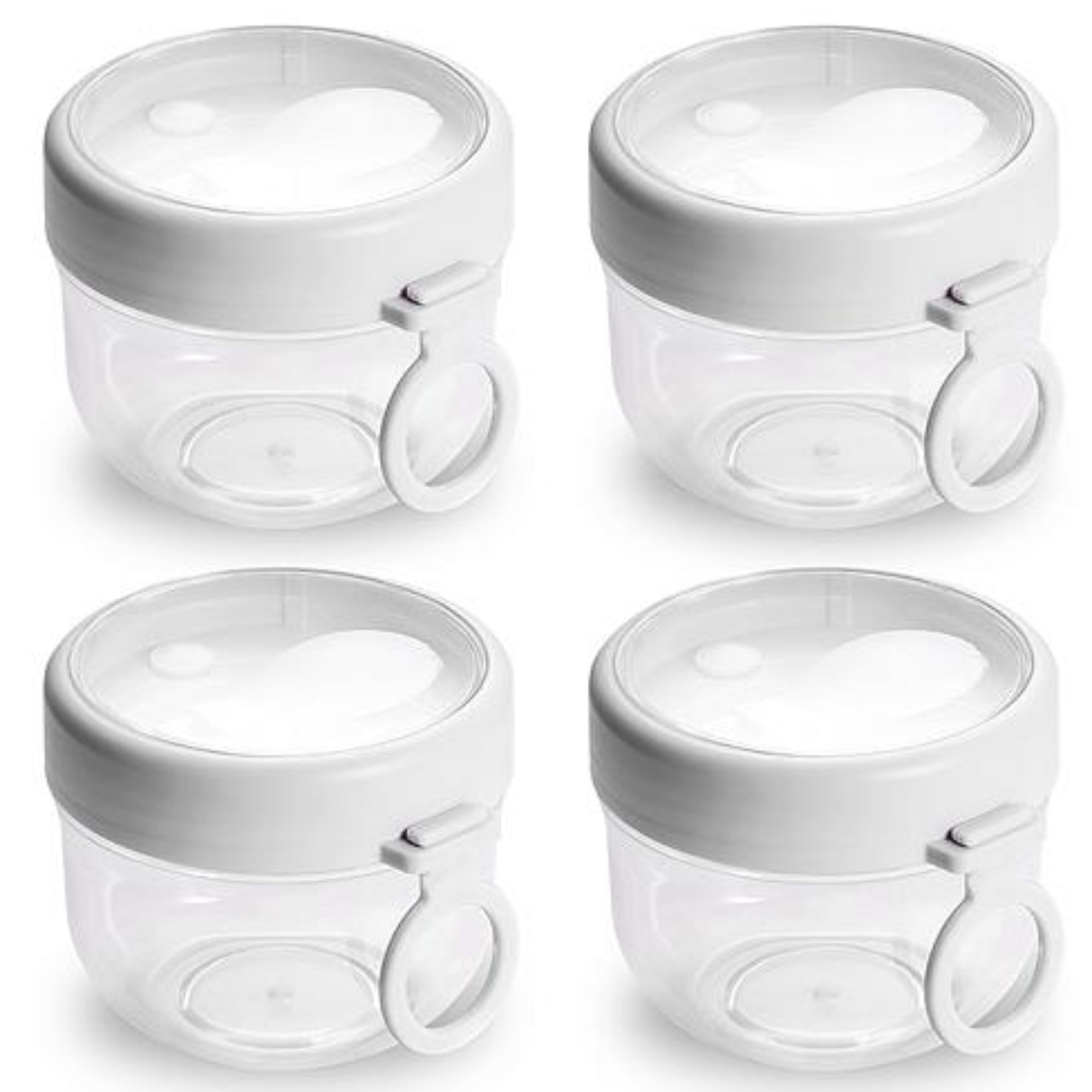 4Pcs Overnight Oats Containers with Lids and Folding Spoons - 20OZ Portable Leak-proof Oats Jars for Milk, Vegetable and Fruit Salad, Yogurt, Breakfast, Cereal - Ballimart