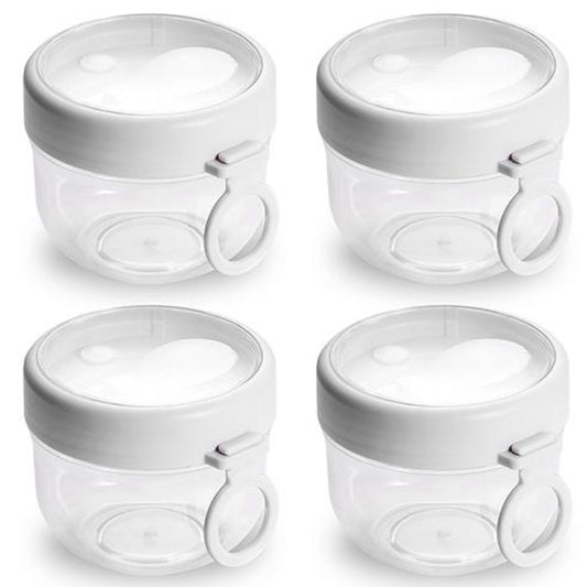 4Pcs Overnight Oats Containers with Lids and Folding Spoons - 20OZ Portable Leak-proof Oats Jars for Milk, Vegetable and Fruit Salad, Yogurt, Breakfast, Cereal - Ballimart
