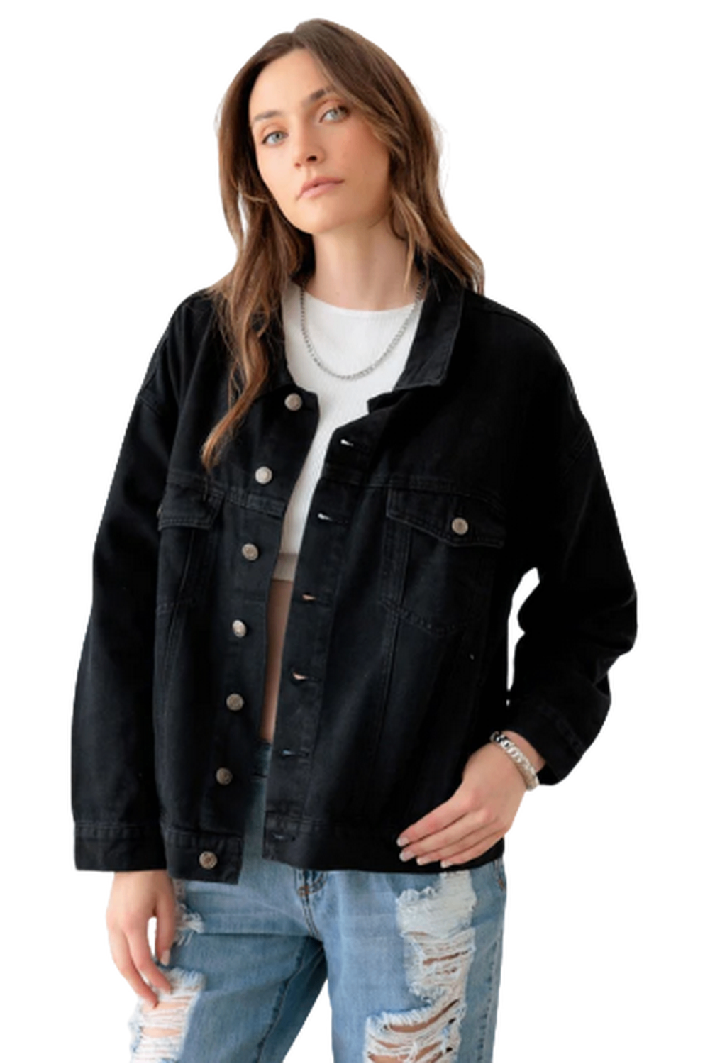 Black "EPIPHANY" Graphic Denim Jacket - Ballimart