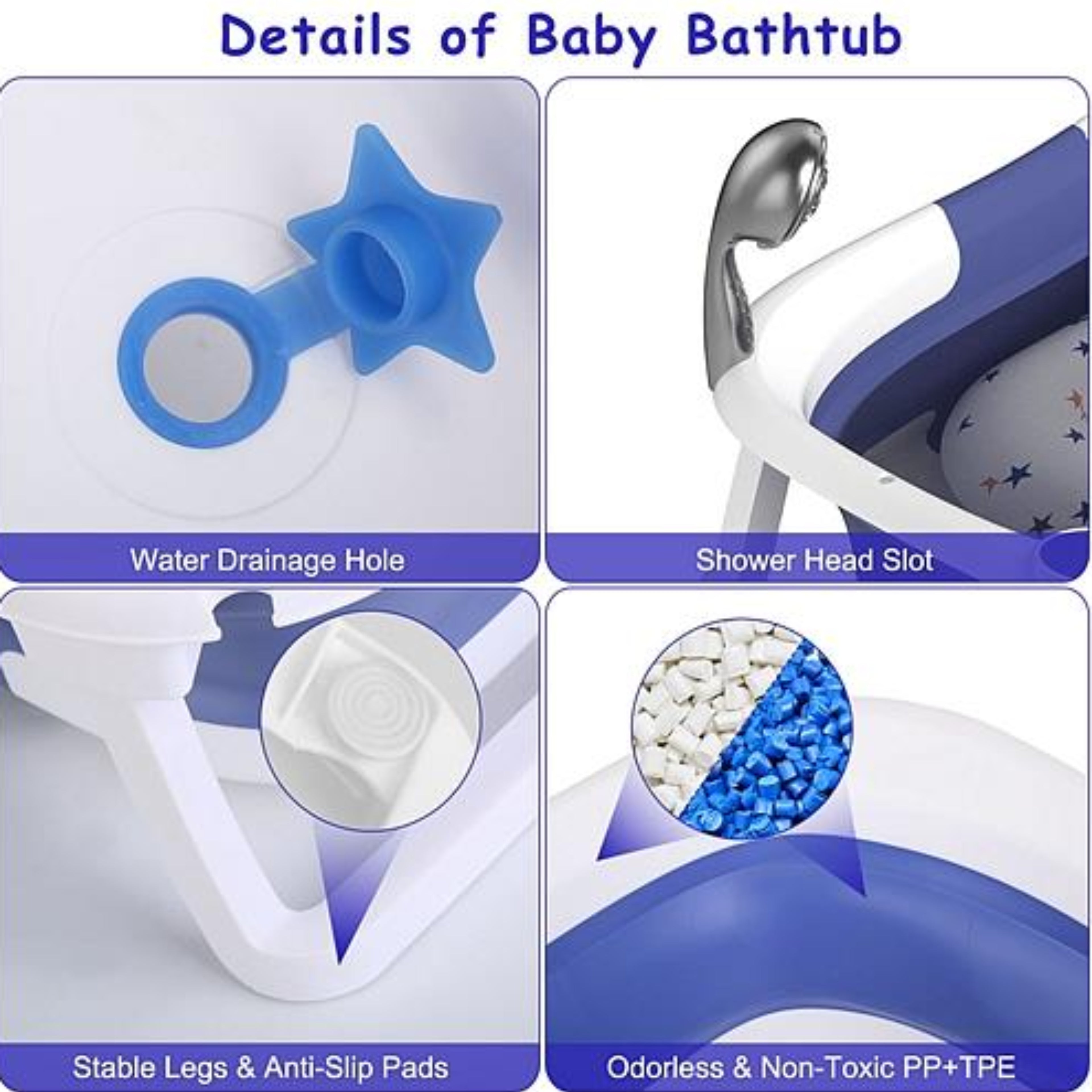 Babyluv Baby Bath Tub with Thermometer - Collapsible Travel-Friendly 0-24 Months Baby Bathtub - Ballimart