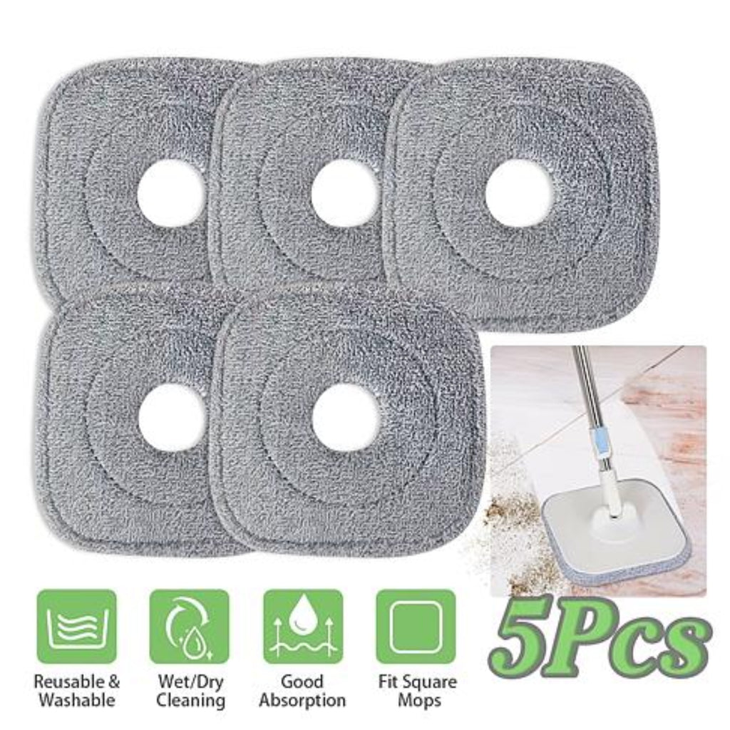 NewHome 5Pcs Microfiber Mop Pads - Reusable Washable Cloth Mop Flat Replacement Heads - Ballimart
