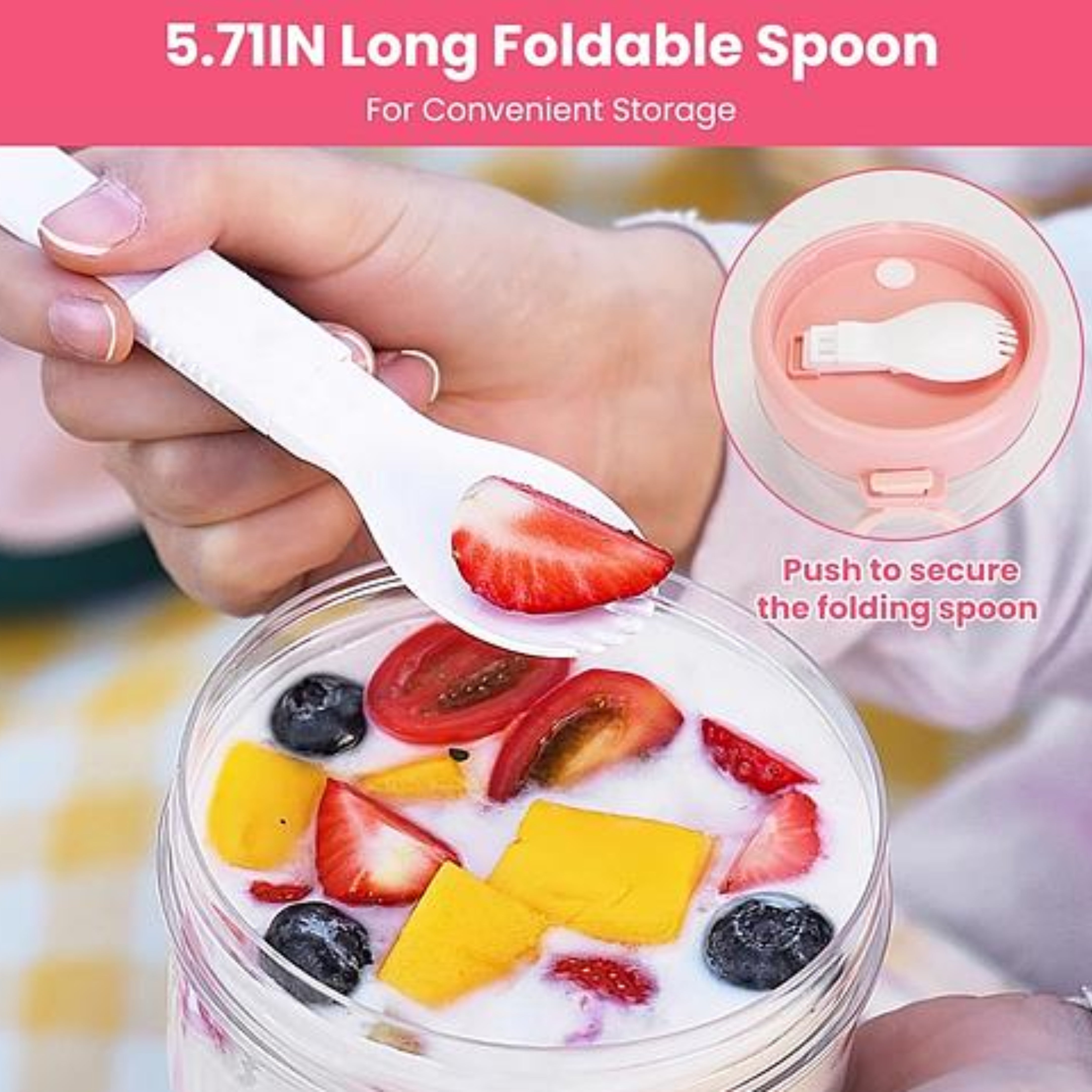 4Pcs Overnight Oats Containers with Lids and Folding Spoons - 20OZ Portable Leak-proof Oats Jars for Milk, Vegetable and Fruit Salad, Yogurt, Breakfast, Cereal