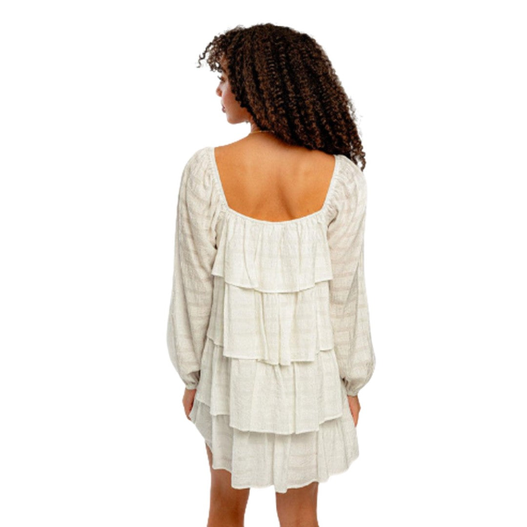 Puff Long Sleeve Tiered Ruffle Mini Dress - Ballimart