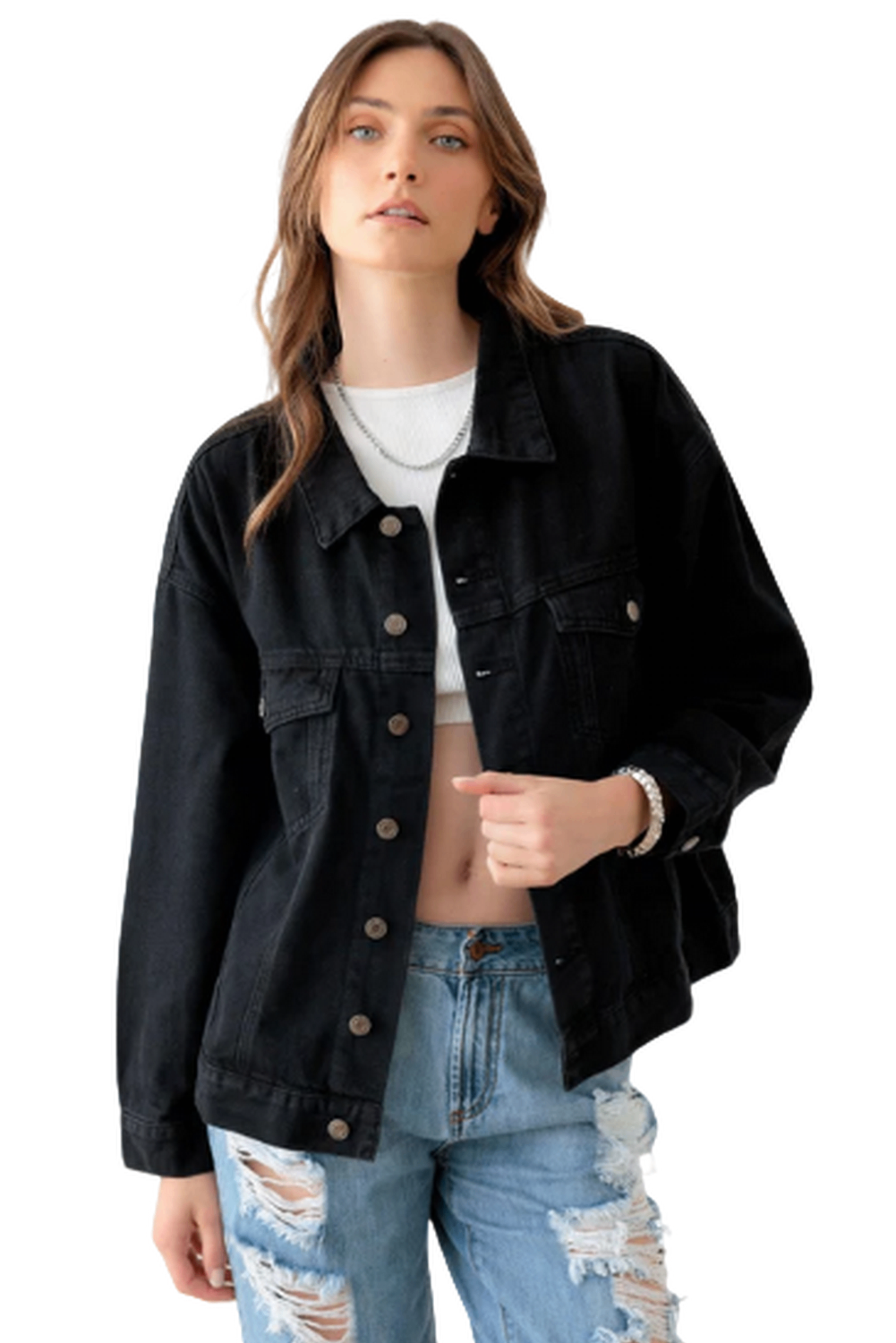Black "EPIPHANY" Graphic Denim Jacket - Ballimart