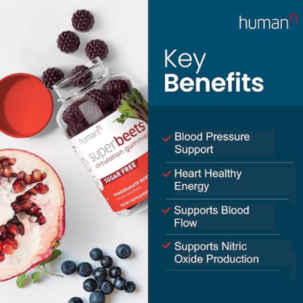 humanN SuperBeets Circulation Gummies - 60 Count (Pack of 2) | Heart-Healthy Energy with Grape Seed Extract & Beet Root Powder - Ballimart