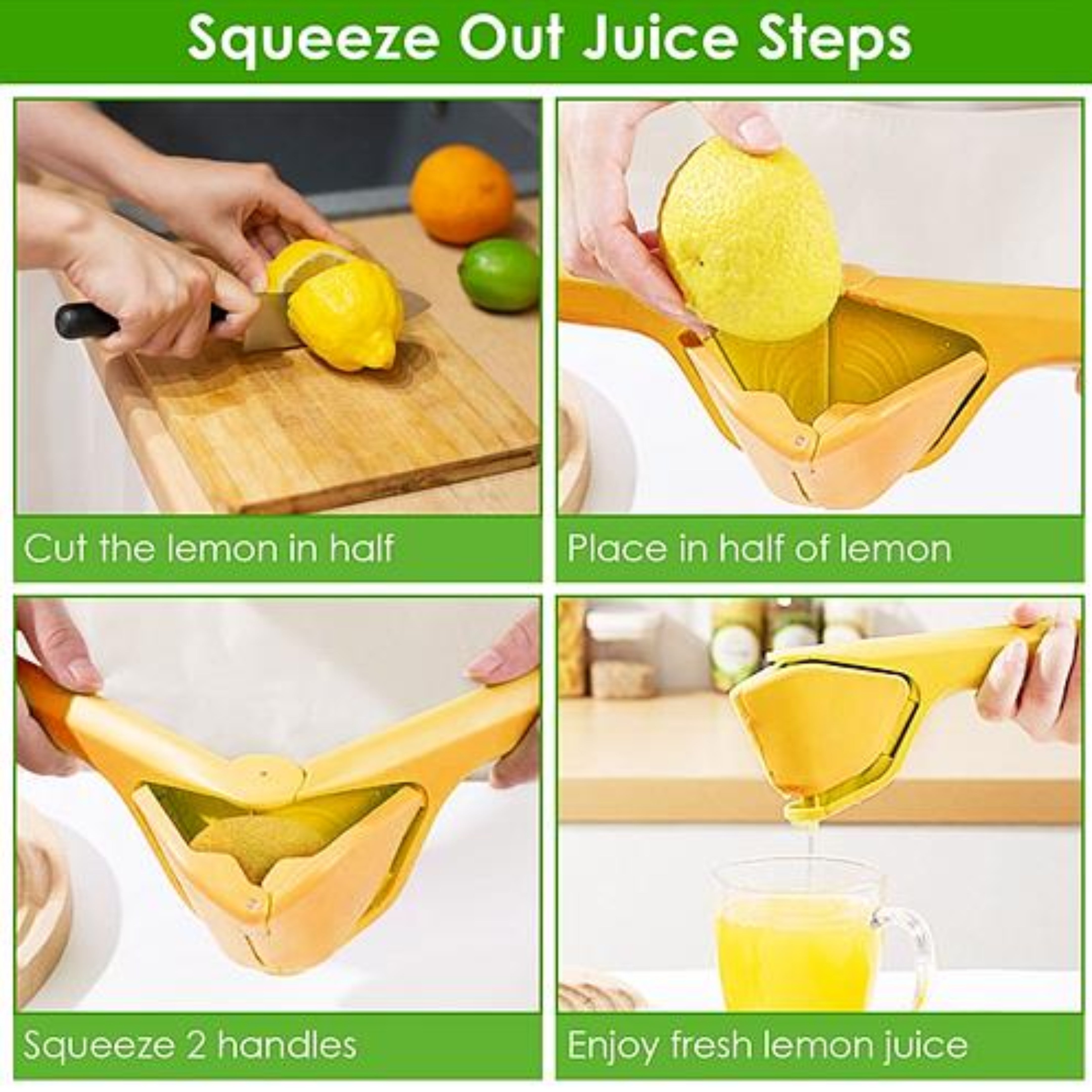 Manual Lemon Squeezer - Fold Flat Design, Effortless Hand Juicer with Sideways Pivot