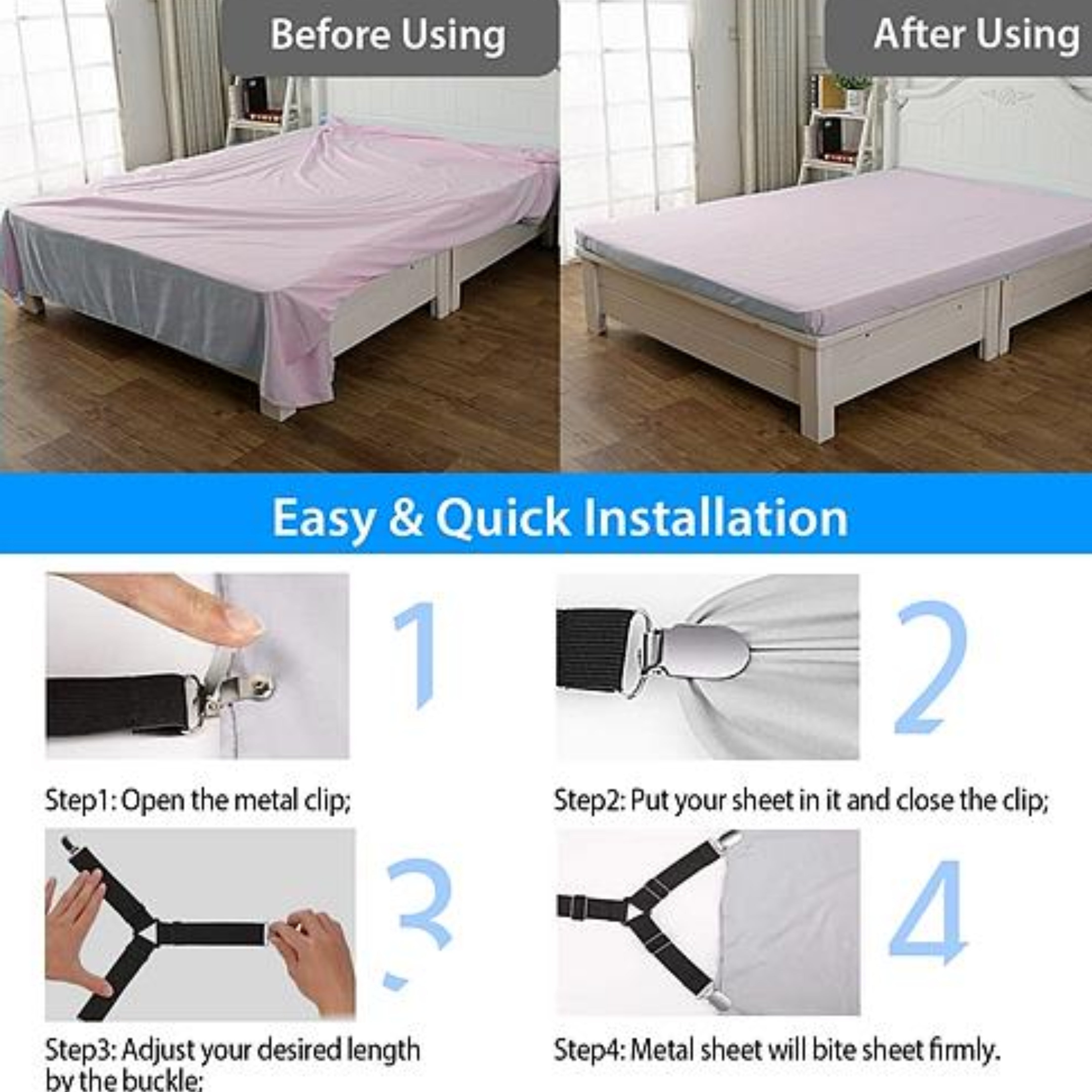 4Pcs Bed Sheet Fastener Holder - Triangle Mattress Suspender Straps