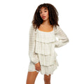 Puff Long Sleeve Tiered Ruffle Mini Dress - Ballimart