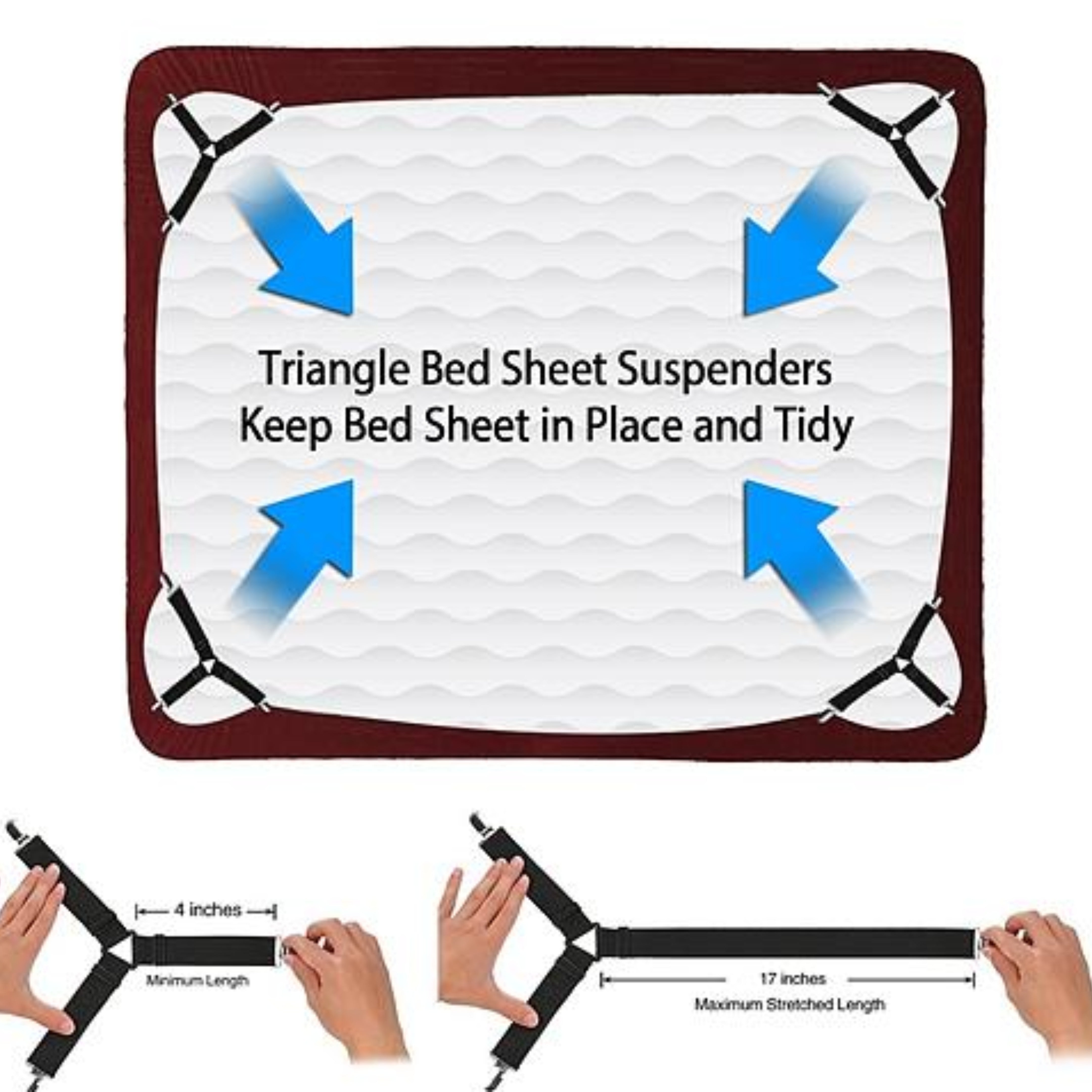 4Pcs Bed Sheet Fastener Holder - Triangle Mattress Suspender Straps