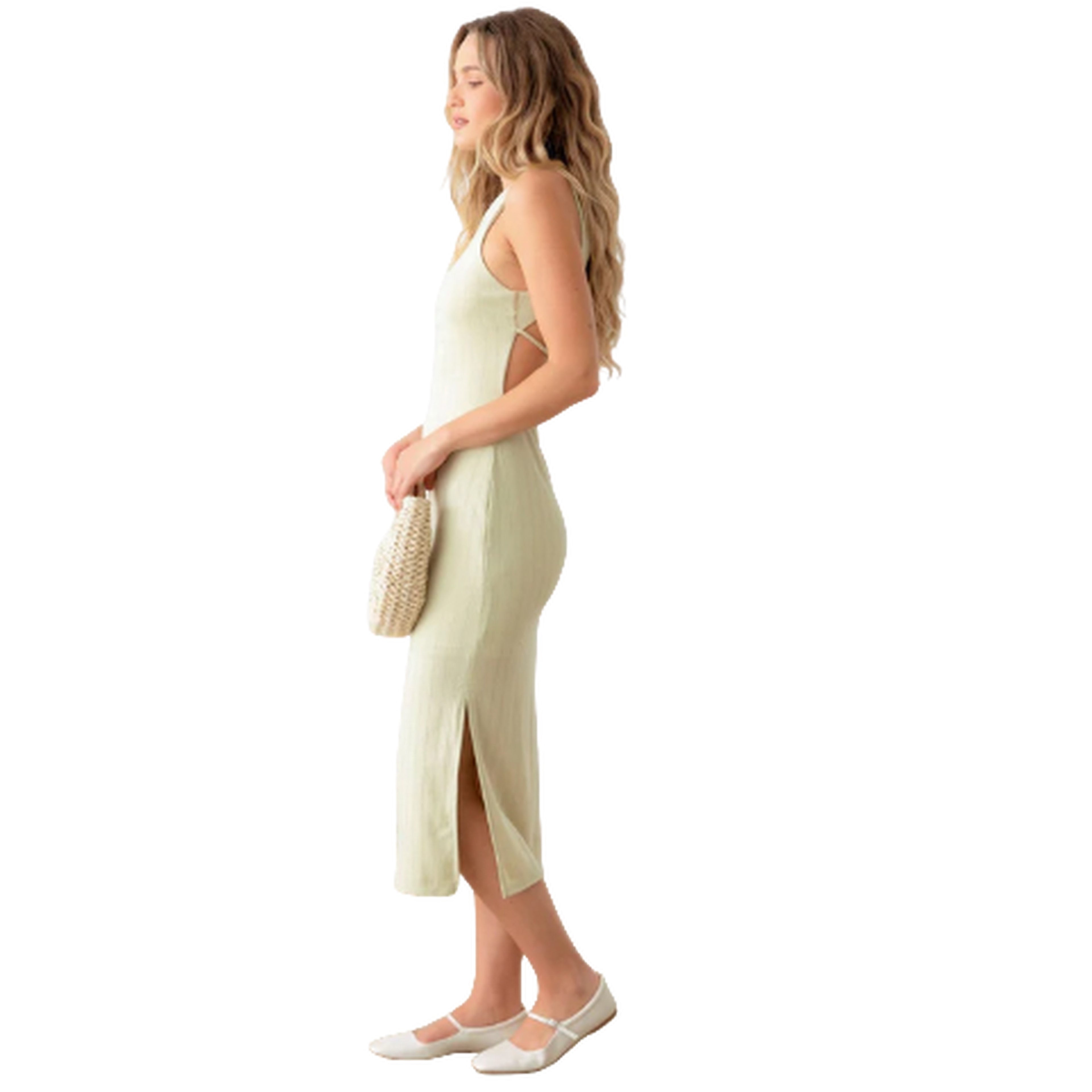 Sleeveless Open Back Side Slit Maxi Dress - Ballimart