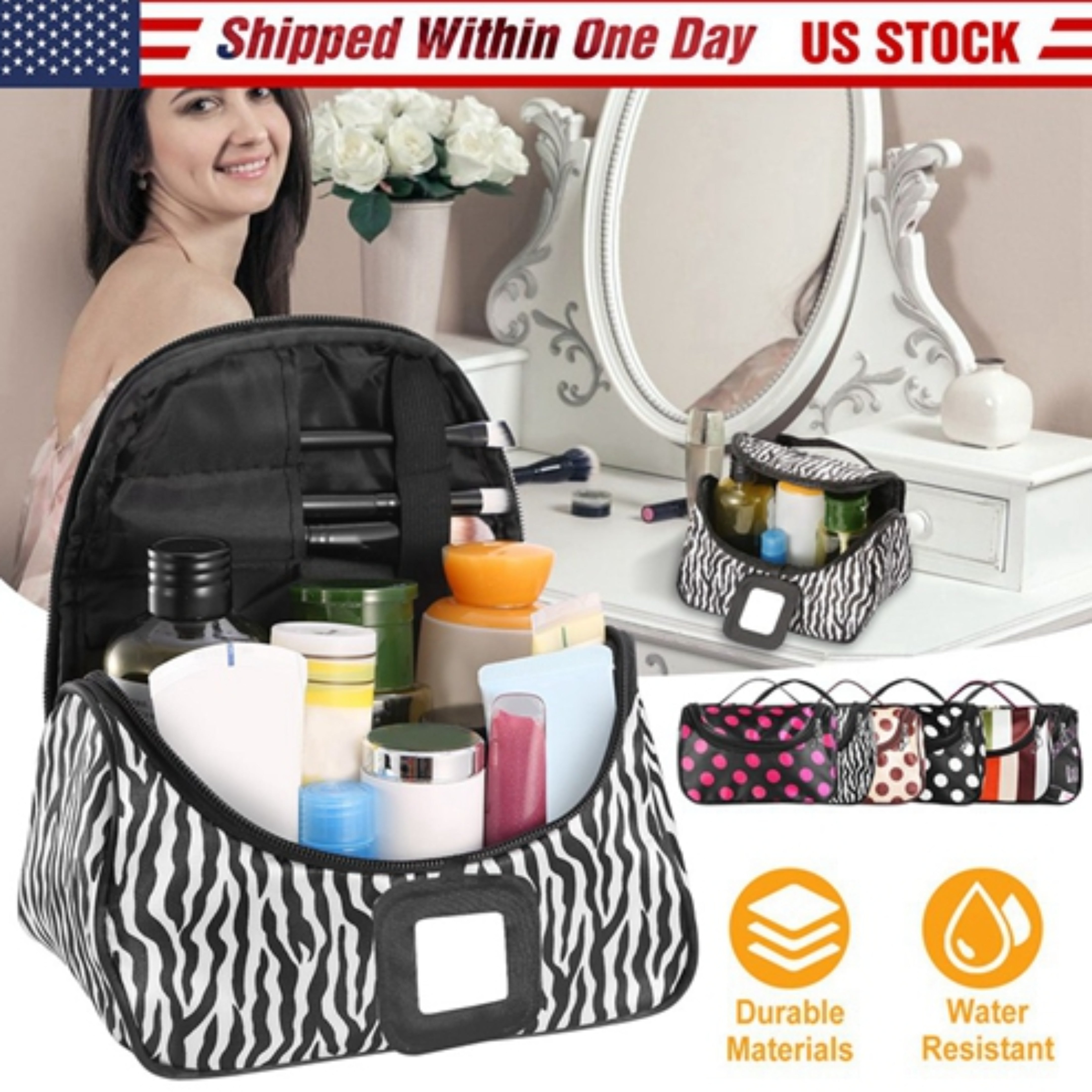 NewHome Mounted Travel Makeup Bag - Portable Cosmetic Organizer with Cosmetic Mirror - Ballimart