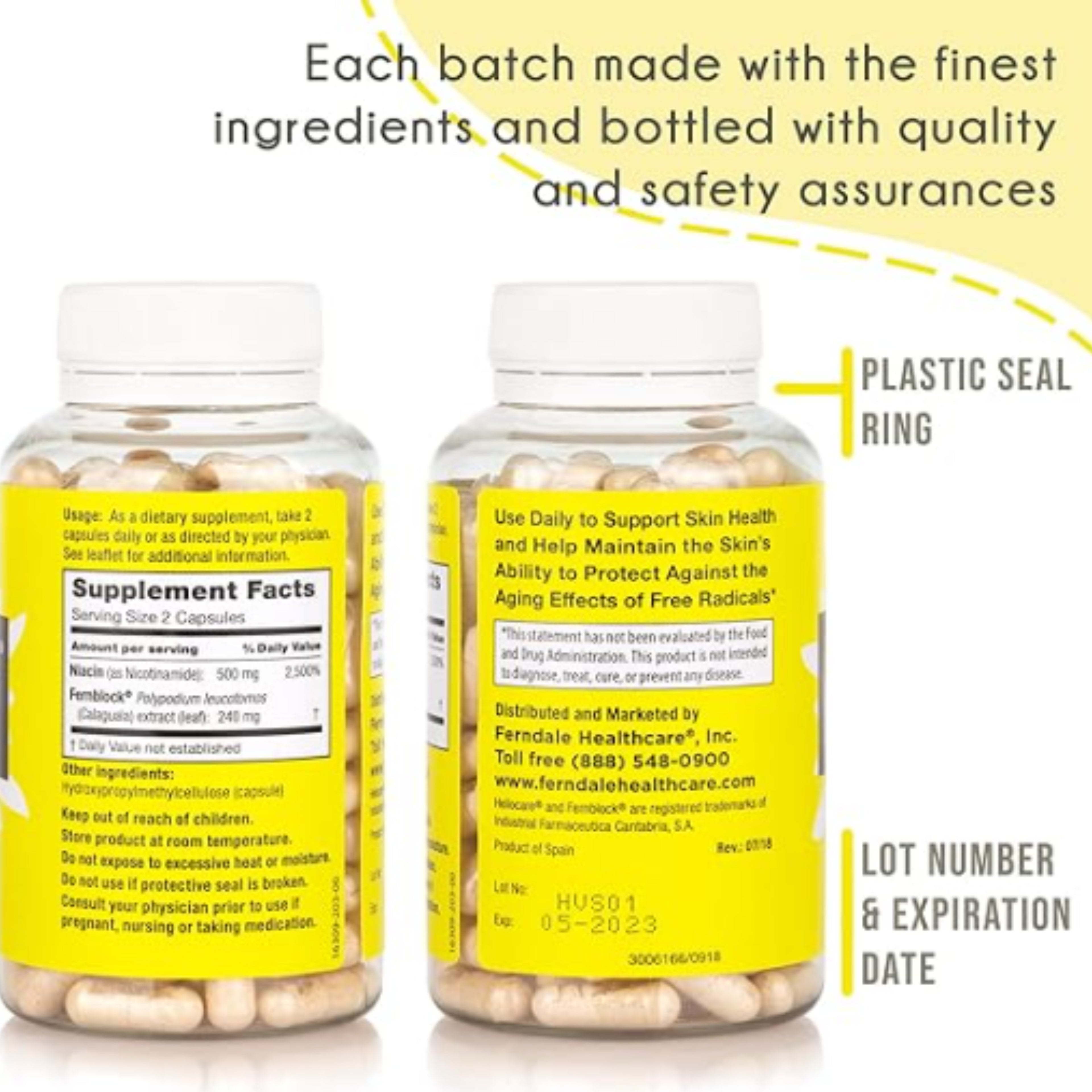 Heliocare Advanced Nicotinamide B3 Supplement: Niacinamide 500mg and Fernblock PLE Extract 240mg Per Serving - Supports Skin Cell Health with Antioxidant-Rich Vitamin B3 Niacin - 120 Vegan Capsules - Ballimart