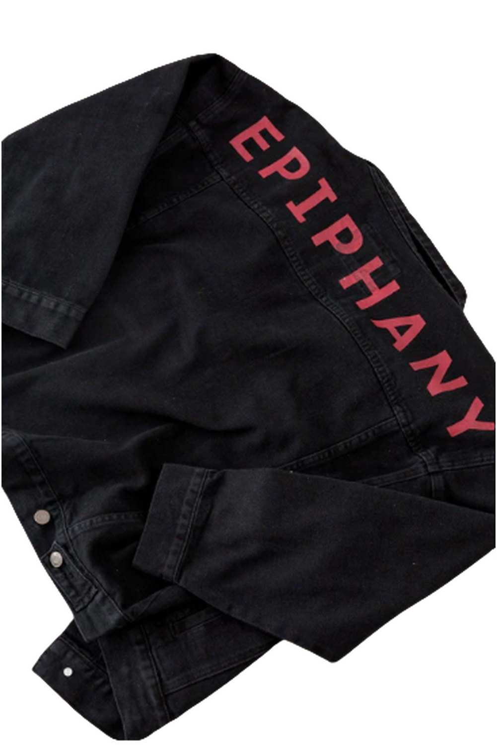 Black "EPIPHANY" Graphic Denim Jacket